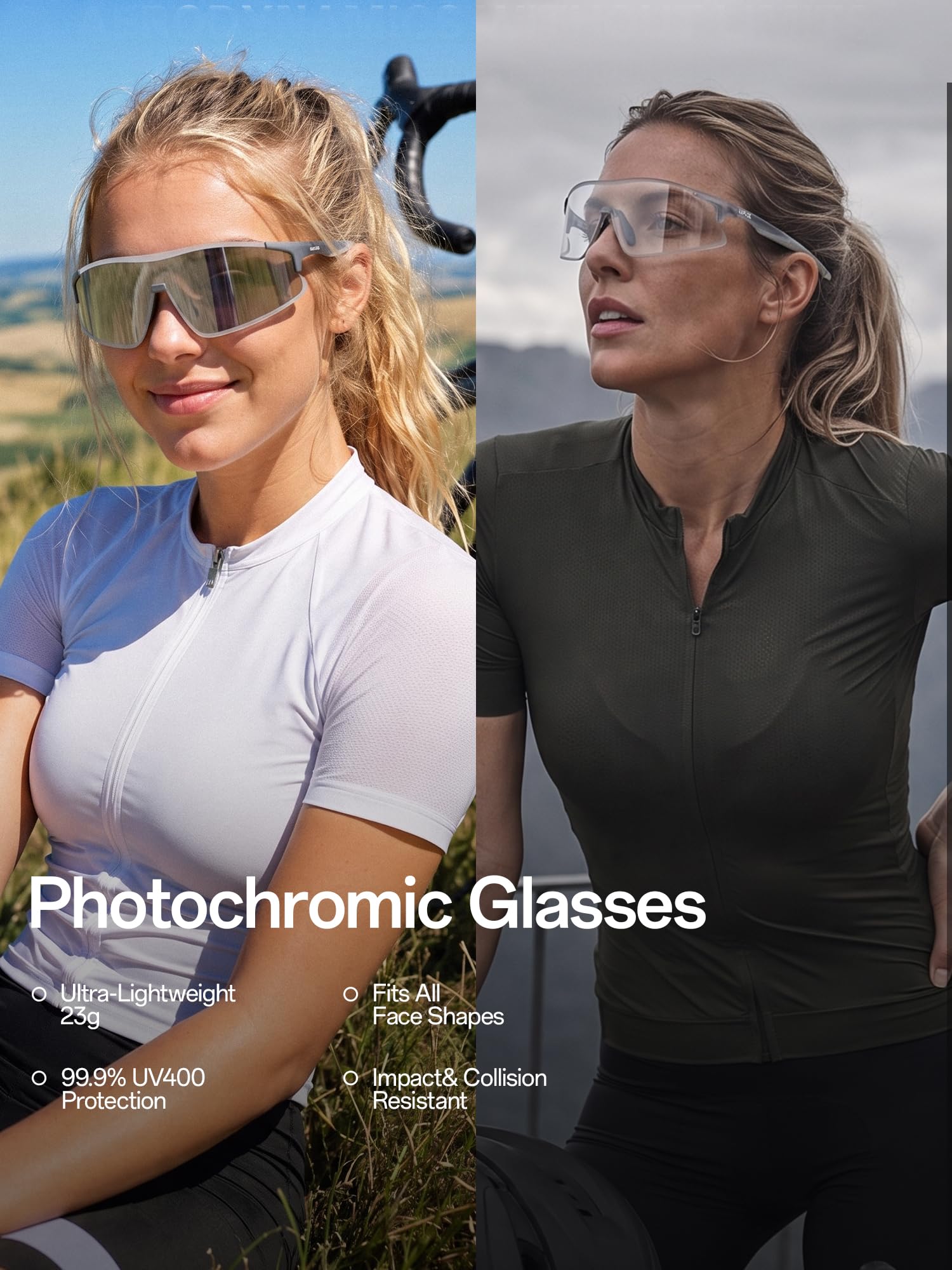 KAPVOE Occhiali da Ciclismo Fotocromatici Trasparenti Sportivi Unisex K561