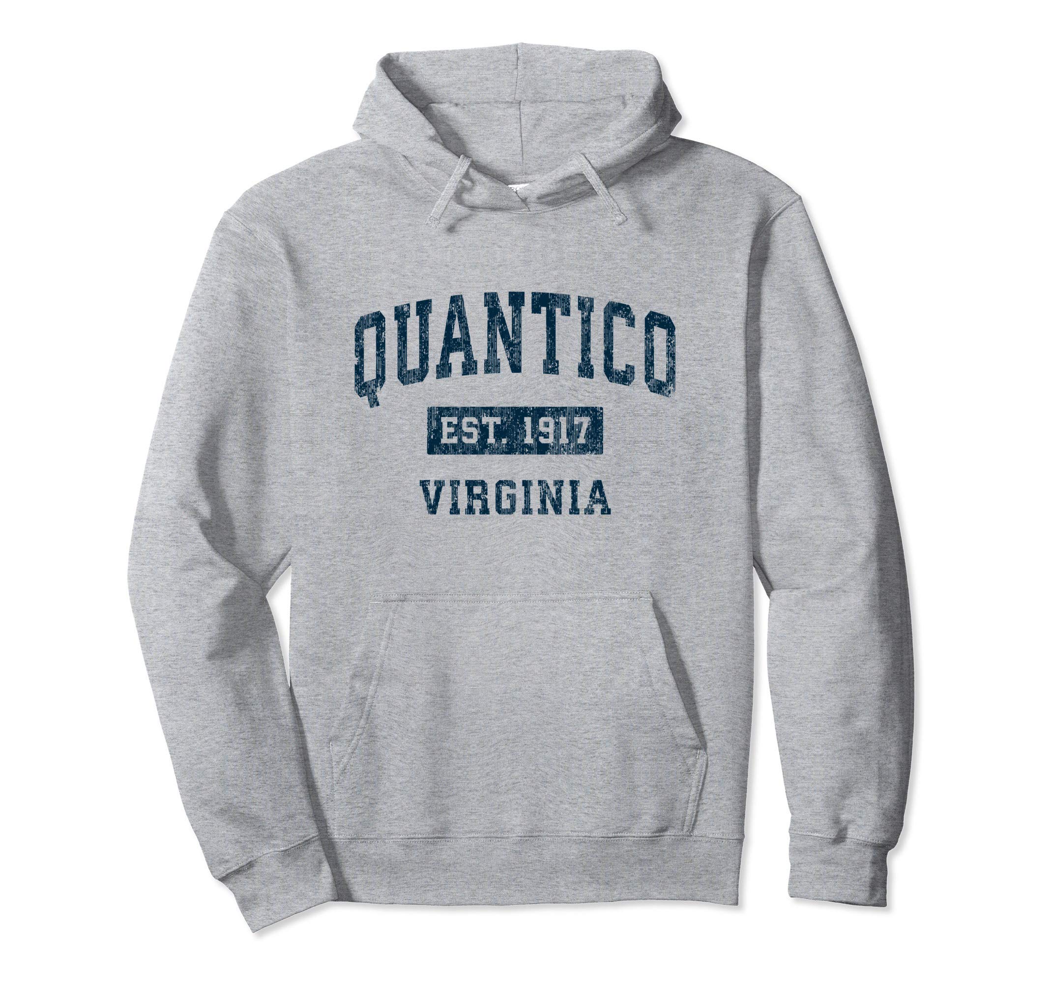 Quantico Virginia VA Vintage Sports Design Navy Print Pullover Hoodie