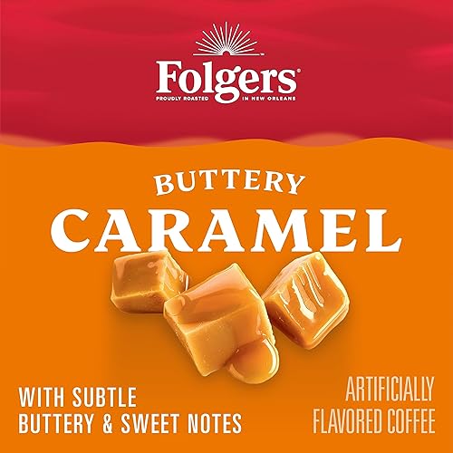 Miniatura 7 de Folgers Café molido con sabor a caramelo mantequilla, recipiente de 9.6 onzas (paquete de 6)