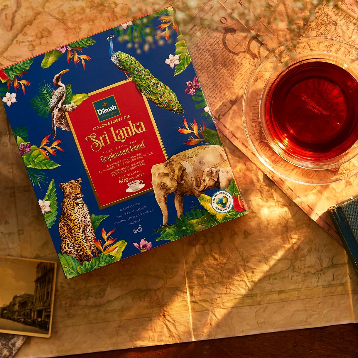 Cofanetto Tè Dilmah Resplendent Island – Selezione di 4 Tè di Ceylon d’Alta Quota – 40 Bustine – Breakfast, Earl Grey al Miele, Curcuma Cocco Vaniglia, Tè Verde