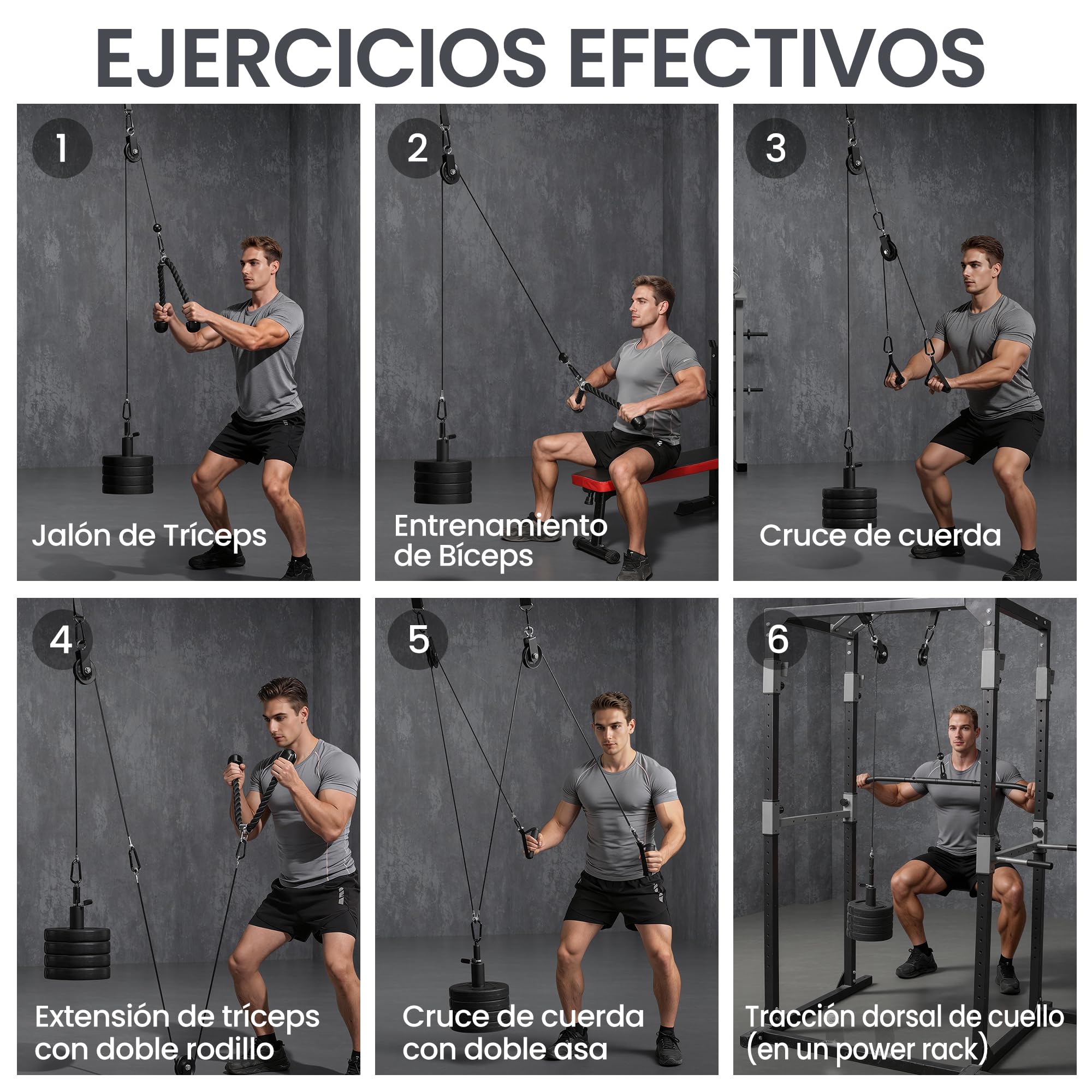 Ultrasport I Newest Edition - Torre de Torre con Ruedas silenciosas, Sistema de tracción para casa, Incluye Barra de torreza, Cuerda de tríceps y Barra de bíceps, Peso del Usuario hasta 100 kg