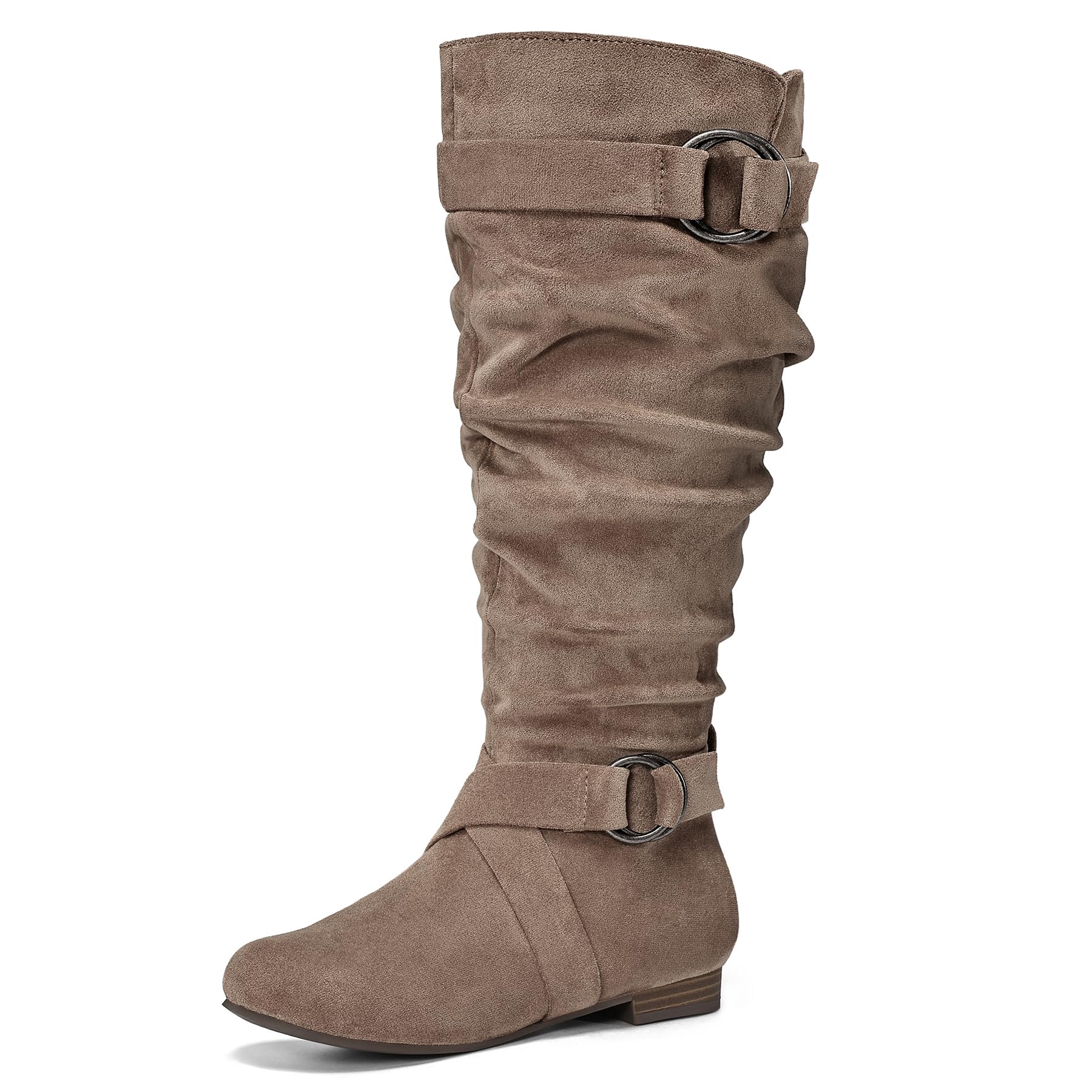 mysoft Womens Wide Calf Extra Wide Calf Knee High Boots Slouchy Flat Tall Boots with Side Zipper