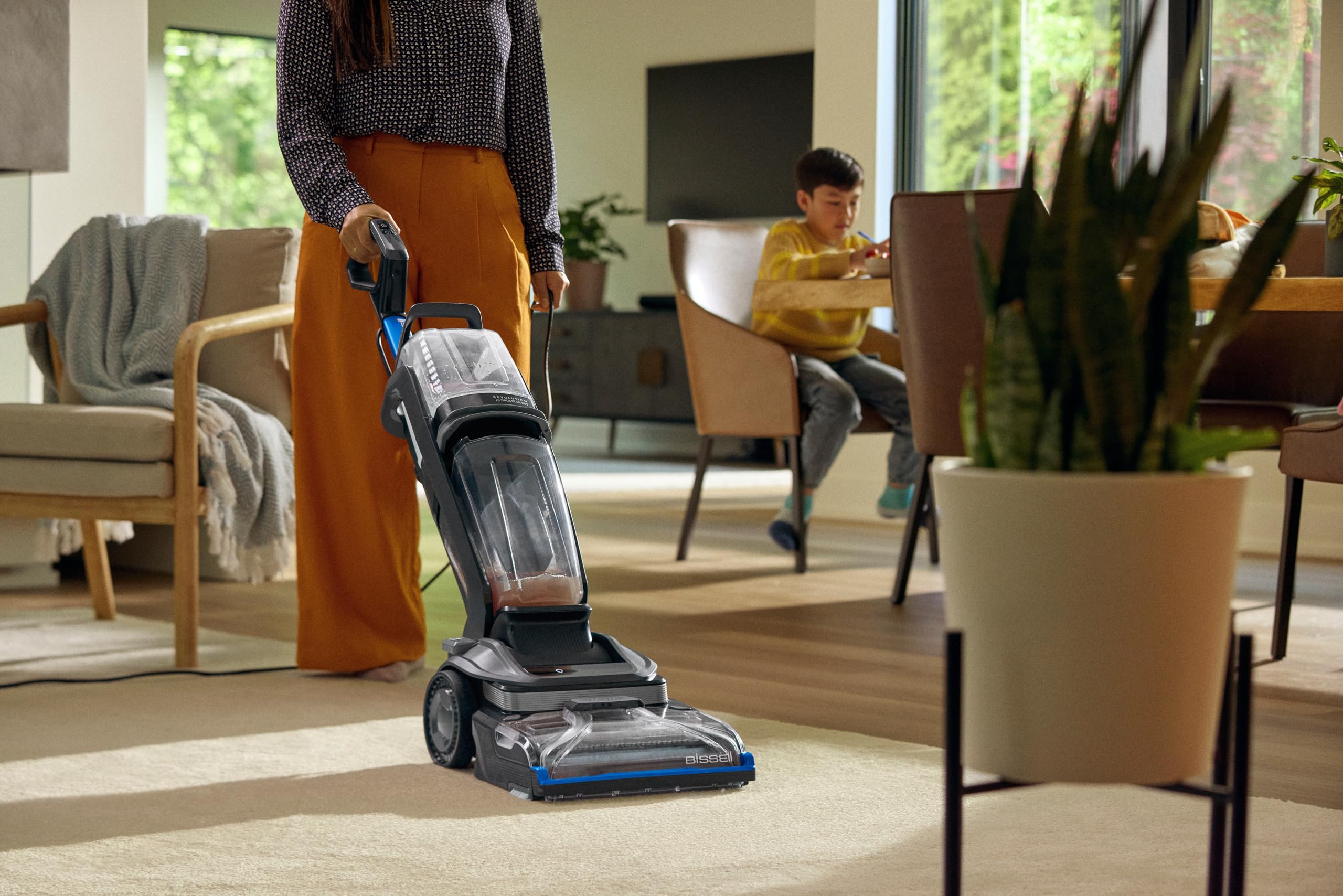 BISSELL Revolution HydroSteam, Nettoyeur Vapeur, Shampouineuse avec Technologie HydroSteam, Nettoyeur de Tapis, Moteur Puissant de 1300W, Nettoyeur Canapé Tissu,Tapis,Tapisserie et Escaliers, 3670N