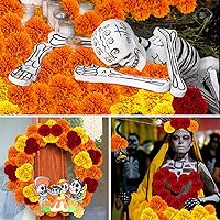 Vista 6 de 40 cabezas de flores de caléndula de 2.75 pulgadas a granel, flores artificiales de caléndula de seda para Diwali, decoración del hogar, guirnalda