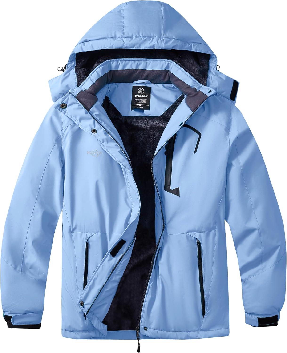 wantdo Women's Plus Size Waterproof Ski Jacket Winter Windproof Snow Mountain Warm Hooded Coat