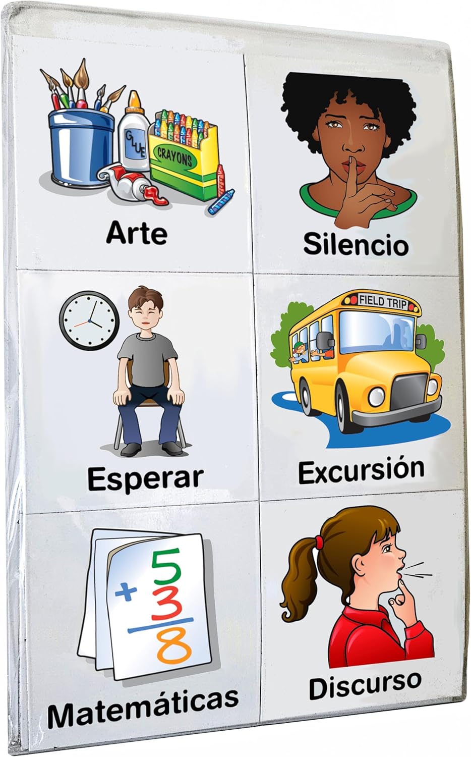 SchKIDules Visual Schedules for Kids 87Pc Education Collection for Classroom Supports & Homeschool Organization: 66 School-Themed Picture Magnets +21 Headings for Preschool, Special Ed (Spanish)