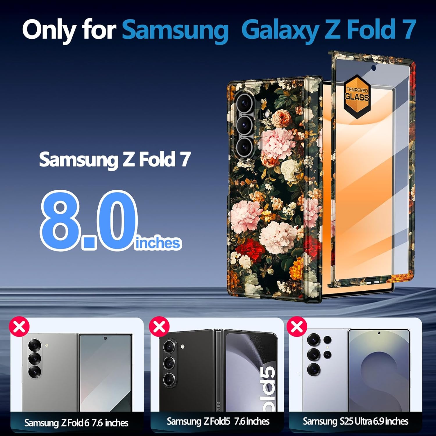 Hekodonk for Galaxy Z Fold 7 Case,[Compatible with MagSafe][Built-in Screen Protector][Hinge Protection],Magnetic Slim Shockproof Women Girls Case for Samsung Galaxy Z Fold 7,Flower - Image 2