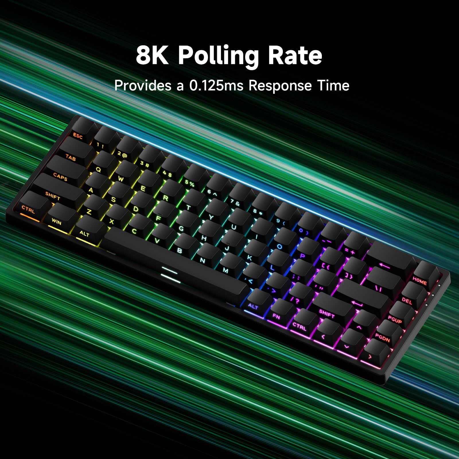 MONSGEEK FUN68 HE Teclado 65% Switch Magnético Rapid Trigger Cable | Teclado Gaming Negro Hall Effect, 8000Hz, Precisión RT0.005mm, Activación Ajustable Gaming y Trabajo
