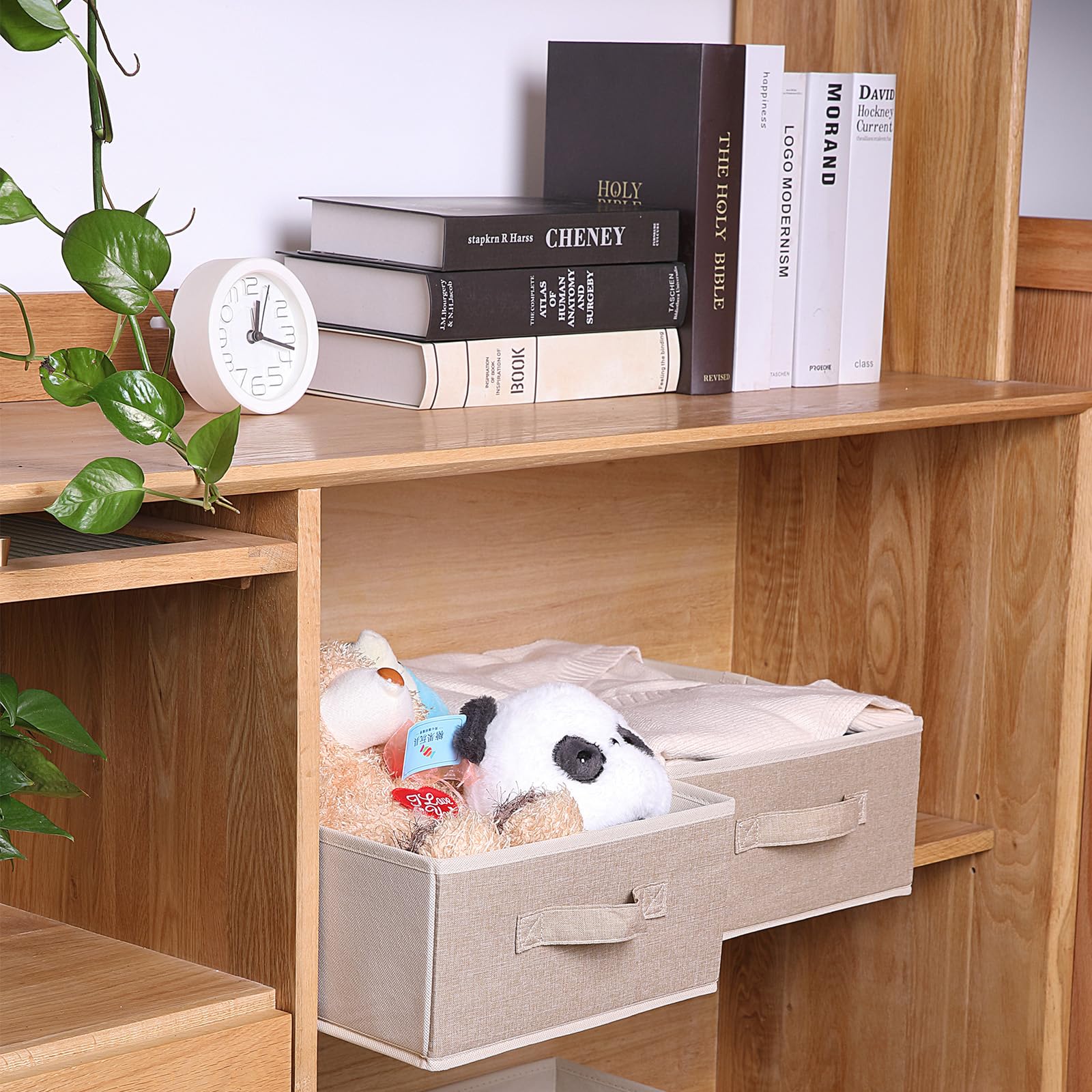 Kallax Lot de 4 Boîtes Boite Rangement Tissu Vetement, Boite de Rangement Pliable Avec Poignée pour Vêtements, Enfant Jouets, Livres (39 x 29 x 14 cm)