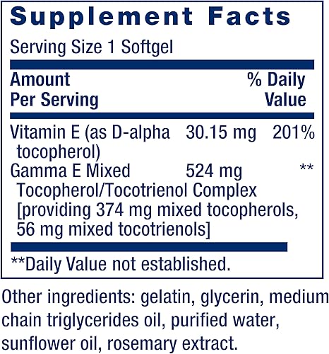 Miniatura 3 de Life Extension Gamma E - Tocoferoles y tocotrienoles mixtos espectro completo de vitamina E para protección antioxidante sin gluten sin OMG 60