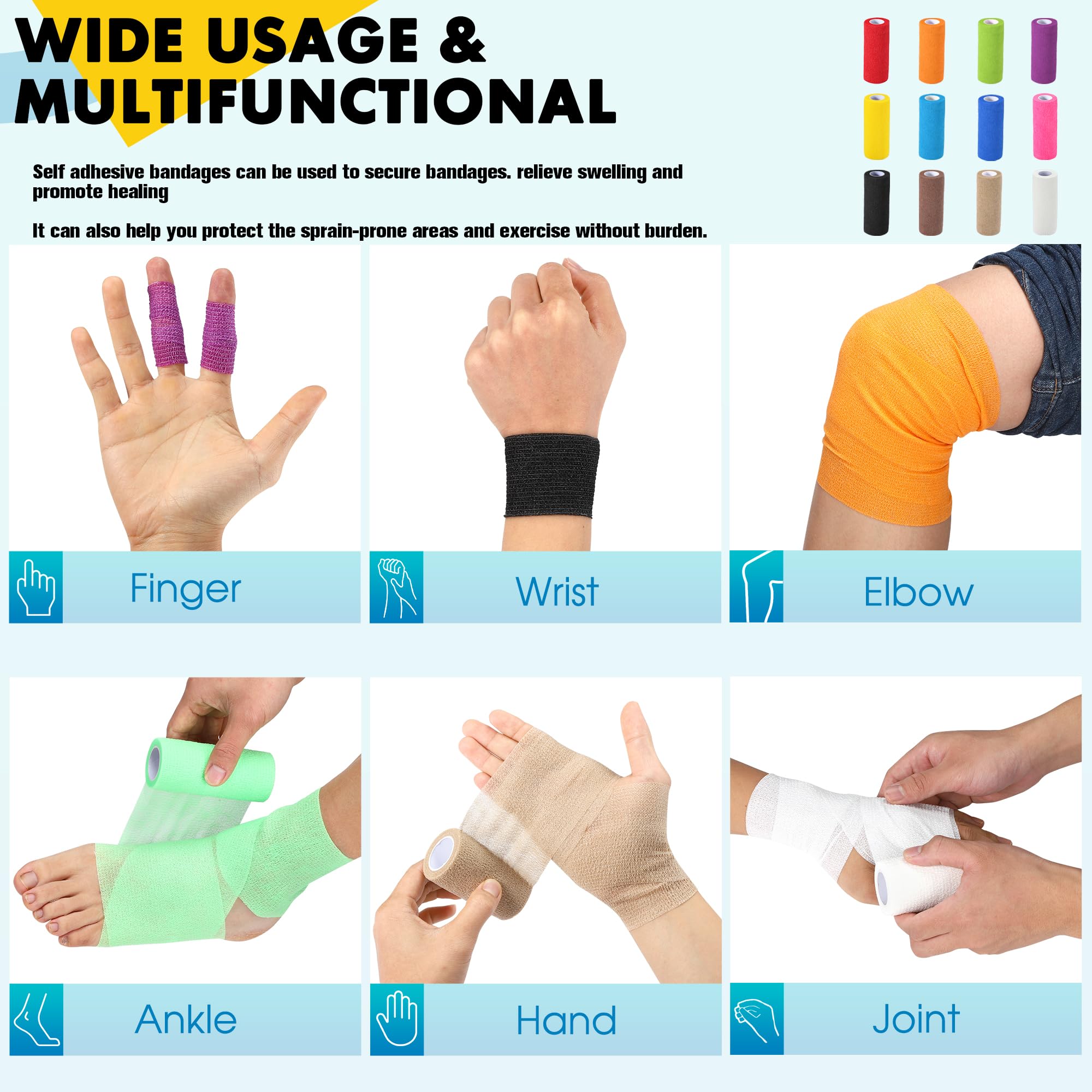 4 Pack Self Adhesive Bandage Wrap, 6 ln x 5 Yards Vet Wrap Tape, Skin — Amazon image 3