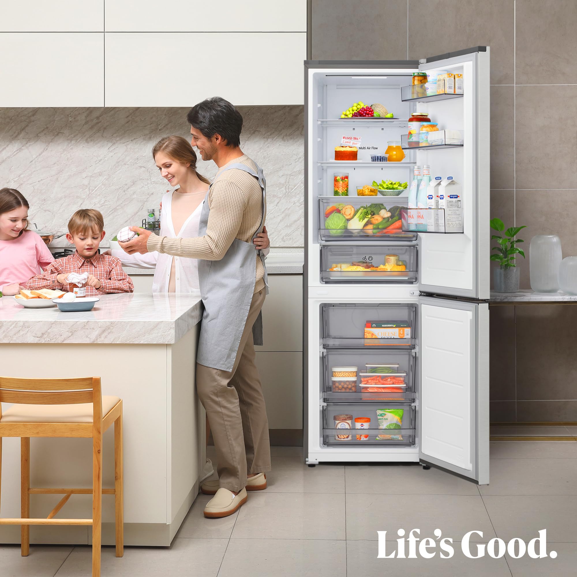 LG GBBSJ11DPY - Frigorífico Combi DoorCooling+, 1.86m, Clasificación D, Serie 200, Capacidad 333l, Inox antihuellas