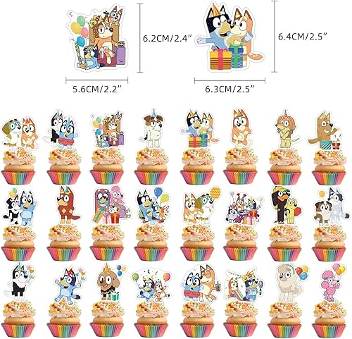 Miniatura 3 de 49 piezas de decoración de pastel de fiesta de perro azul, lindos adornos de cumpleaños de perro azul, regalos de fiesta temática de perro azul para