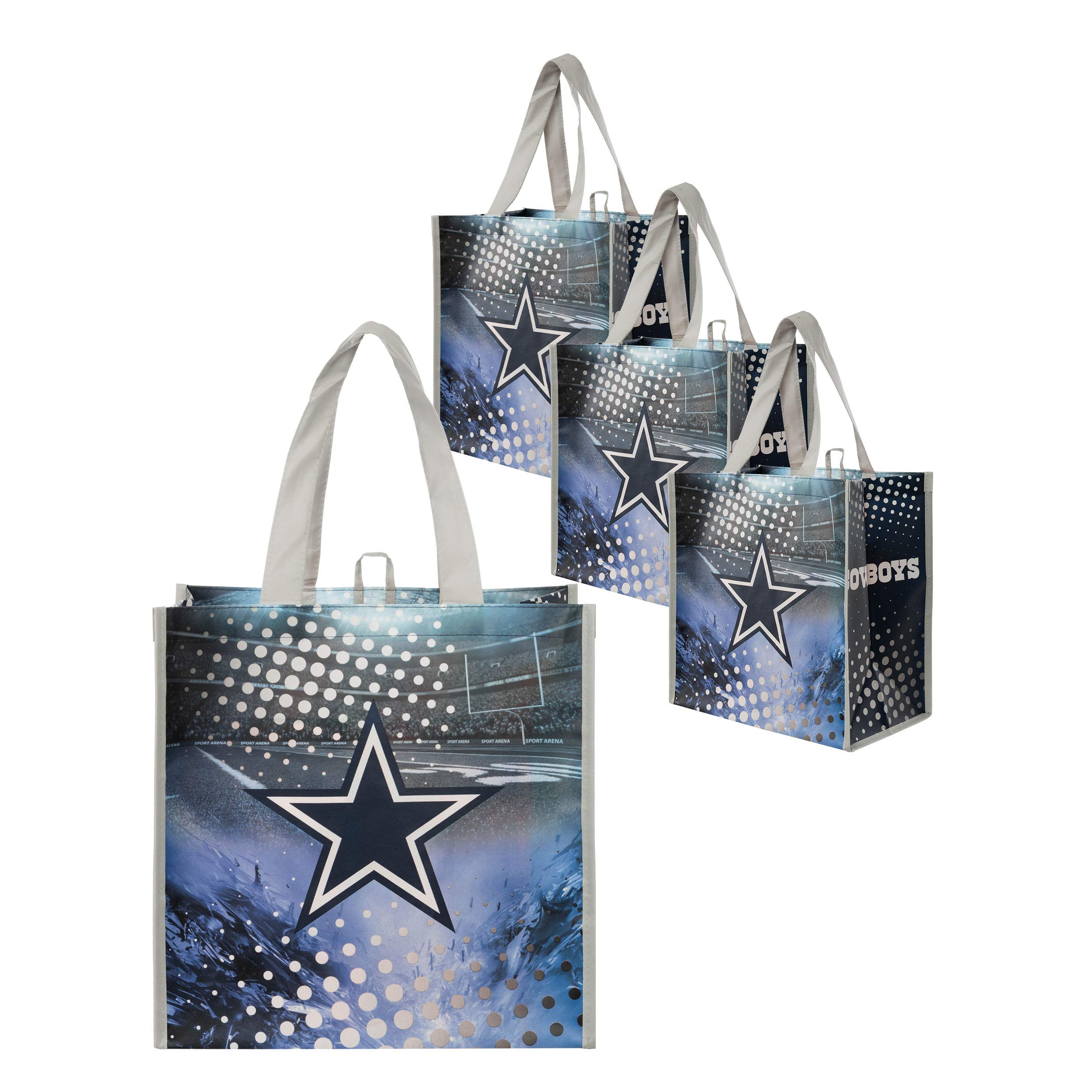 FOCO NFL unisex-adult Nfl Team Logo 4-pack Reusable Grocery Shopping Bags Totes