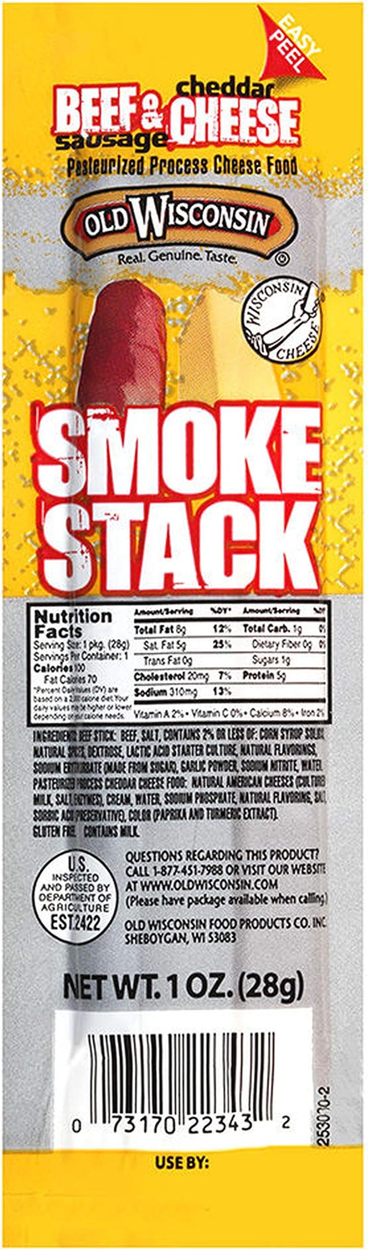 Cheese, Beef Stick and Cheddar, 1-Ounce (Pack of 18)