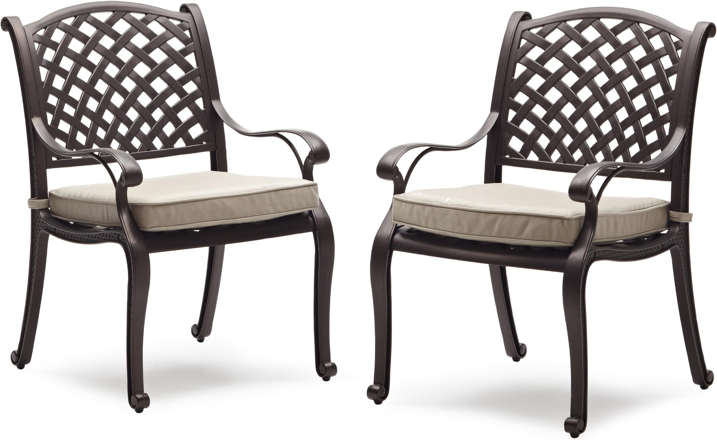 Bainbridge Cast Aluminum Dining Chair with Cushion, Set of 2
