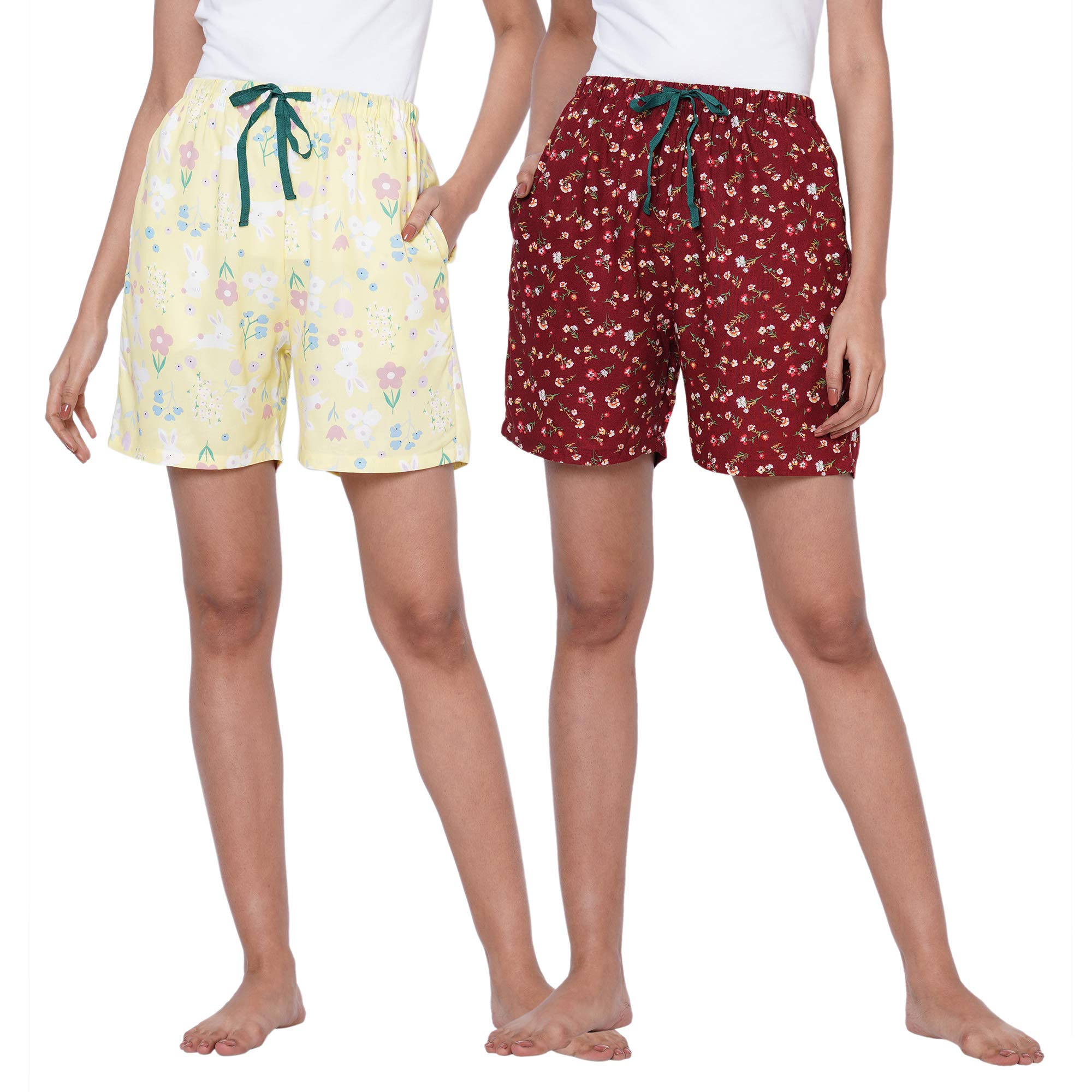 Comfortable Women's Shorts 100% Viscose - Exquisite at Home Gear for Staying Comfy Stunning Print and Expert Stitching Moisture Wicking Fabric with Casual Beach Style