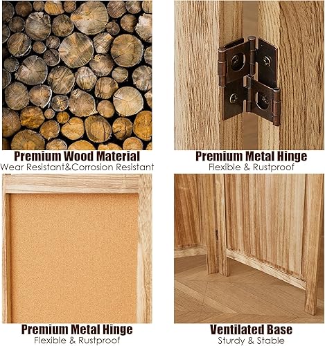 Miniatura 6 de Divisor de habitación de madera con tablero de corcho, divisor de habitación de 4 paneles y pantallas de privacidad plegables de 5.6 pies, pantalla