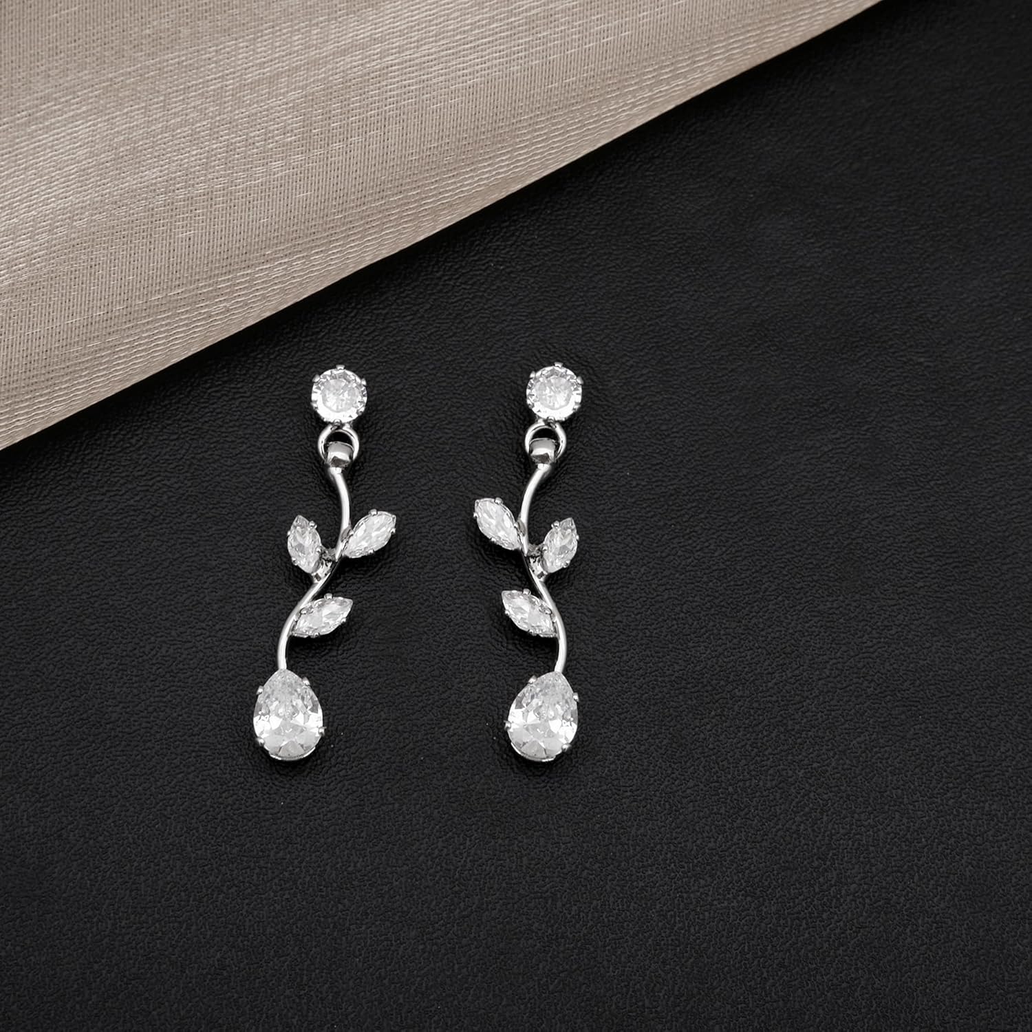 Elegant Bridal Jewelry Sets for Wedding Bride Leaf Shape Cubic Zirconia Necklace Earrings Bracelet Set Prom Costume Accessories - Image 5