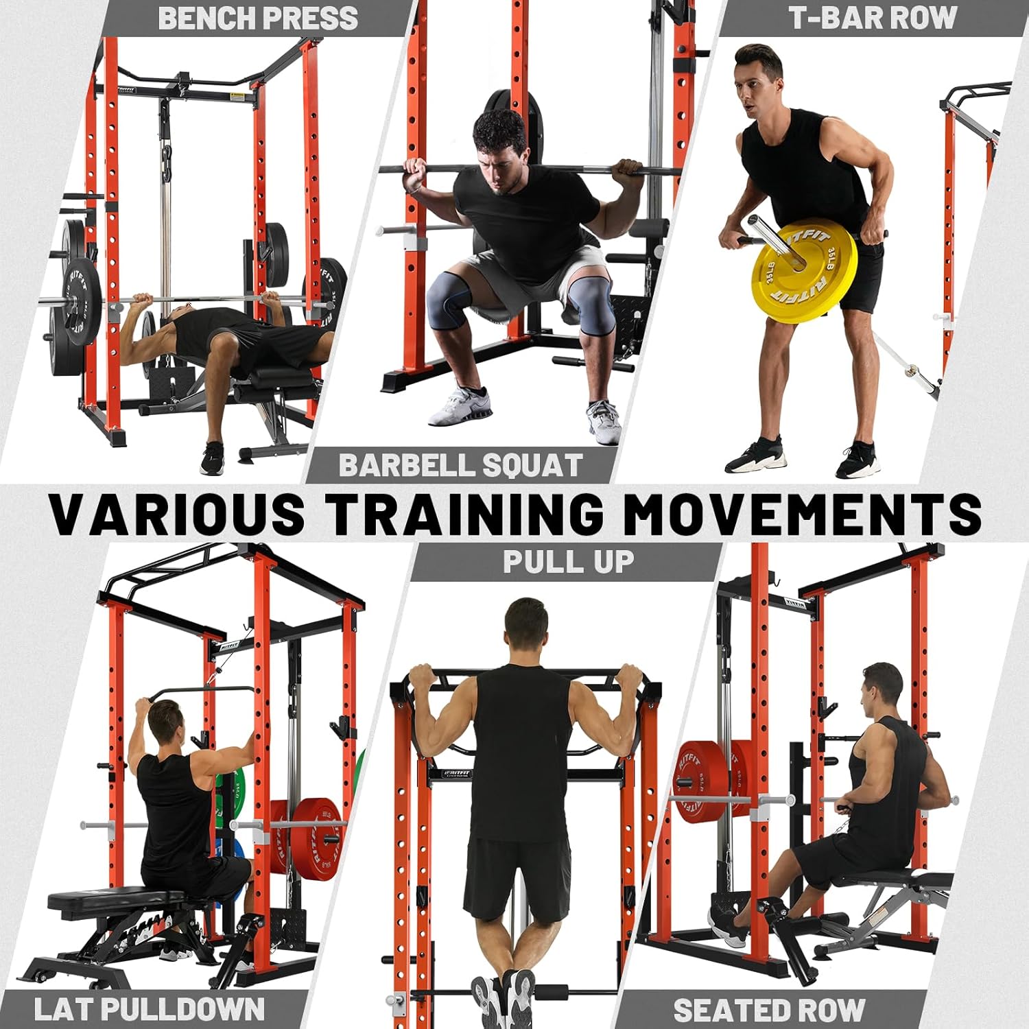 RitFit RitFit Power Cage – 1000lbs Capacity with LAT Pull Down & Weight Bench - Image 8