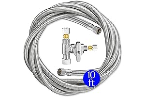 PEX Refrigerator Water Line Kit - 10' Stainless Steel Fridge Water Line with Fittings