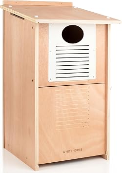 WHITEHORSE Large Duck and Owl House - Made from Heavy-Duty Marine Plywood - A Nesting Box for Barred Owls, Wood Ducks, Goldeneyes, Mergansers, Woodpeckers and Many Other Species - 16" x 15" x 27"
