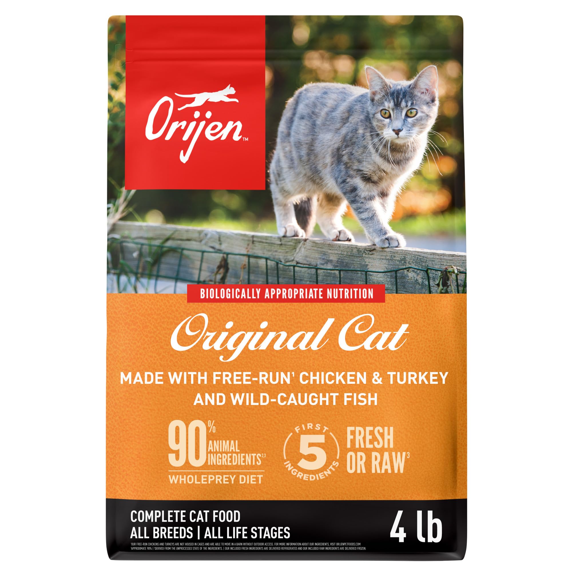 ORIJEN Original Cat, Grain Free Dry Cat Food for All Life Stages, With WholePrey Ingredients, 4lb
