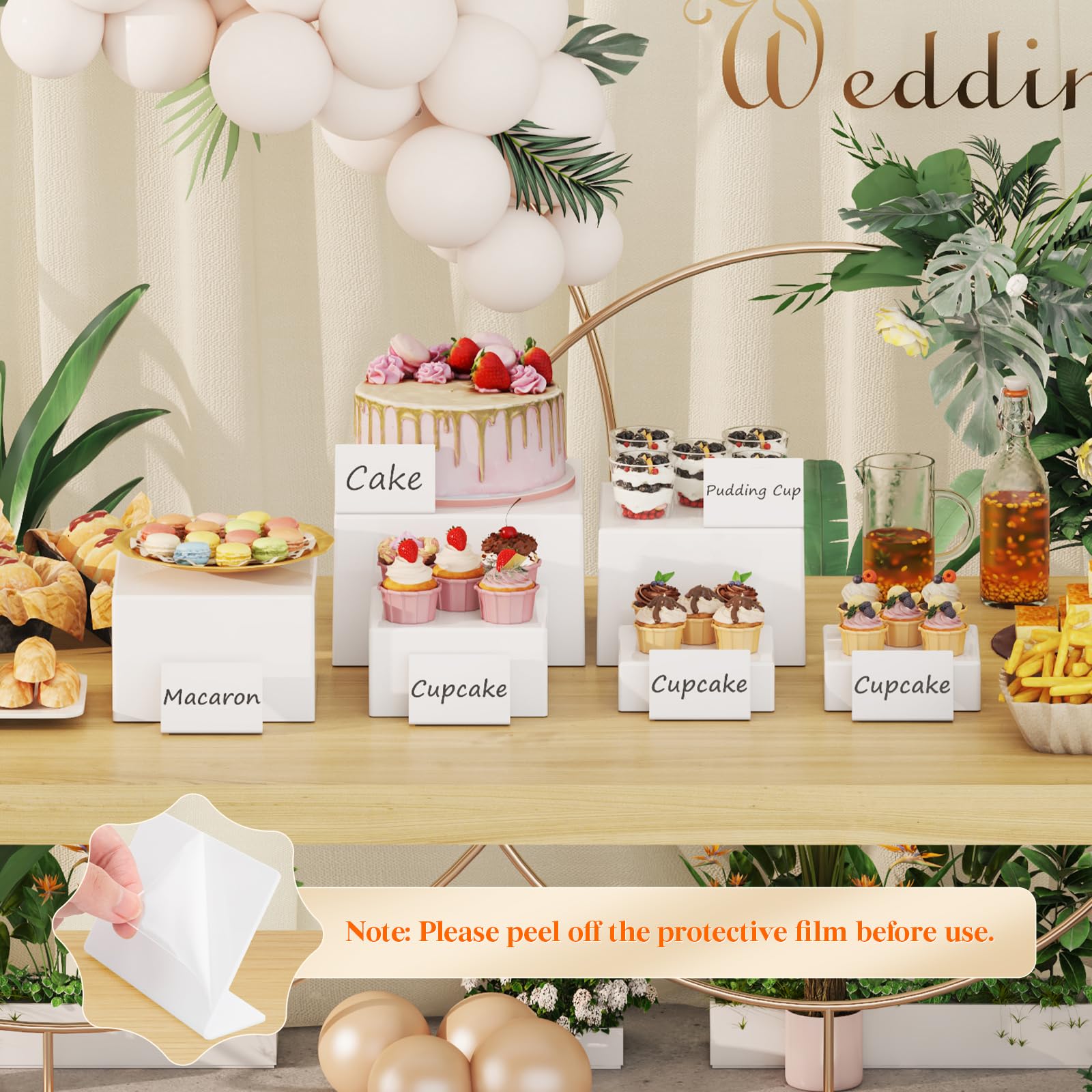 Lifewit Soporte de Pastelería Decorativos, Soporte Exhibición de Alimentos para Buffet, Mesa Dulce Accesorios para Bodas, Fiestas, Eventos, Blanco, Juego de 6 (16/16/18/20/21/25 cm)