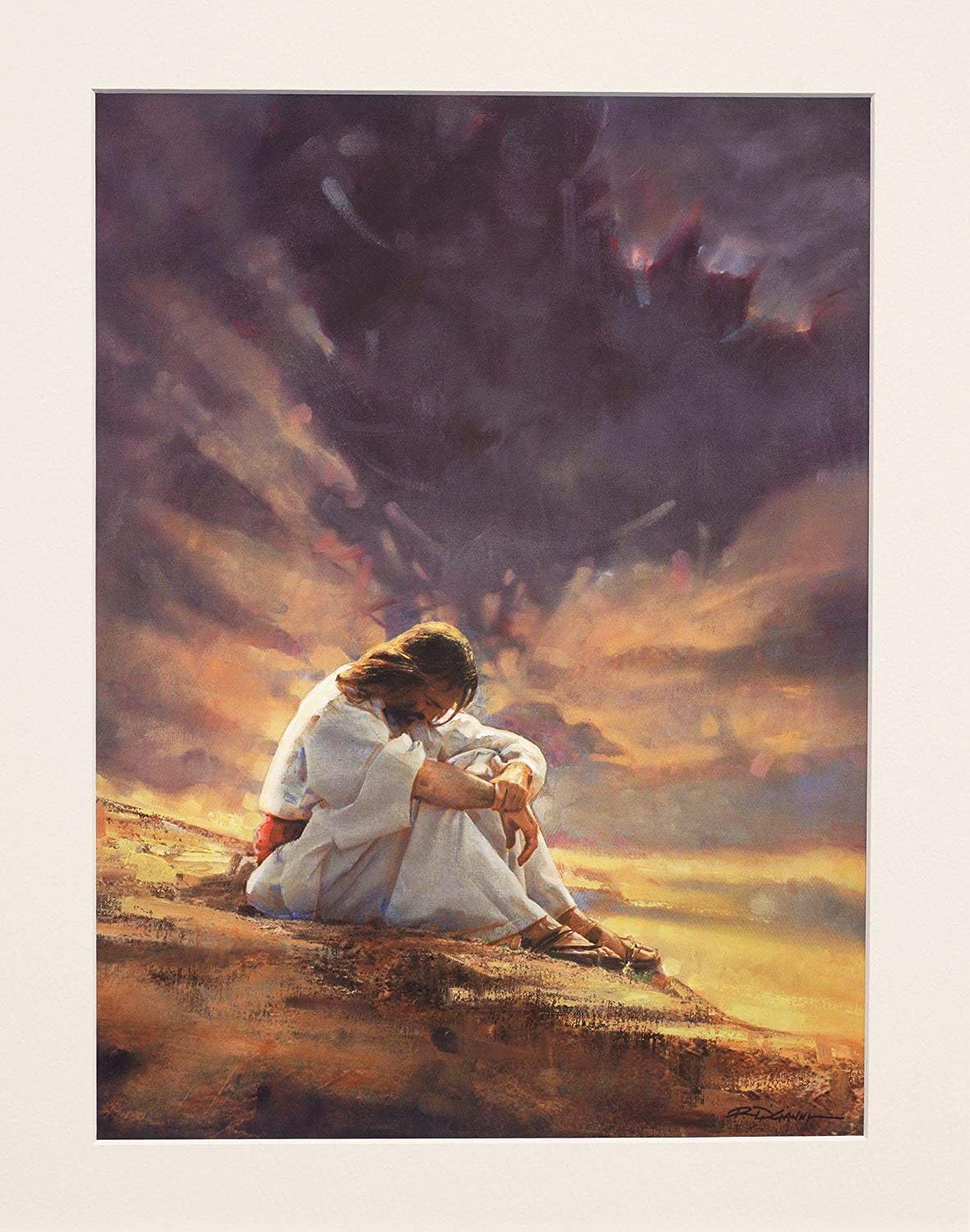 Ron DiCianni - IN THE WILDERNESS - Matted Art Print Fits 11" x 14" Fits a Standard Frame Jesus Christian Spiritual Art