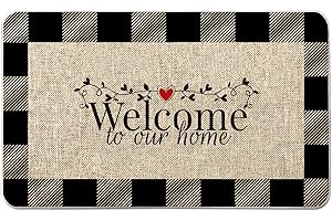 Black and White Plaid Door Rug: Warm Welcome for Your Home