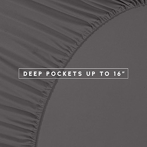 Miniatura 6 de Set de colchas Elegant Comfort de 8 piezas de seda suave a rayas dobby resistentes a las arrugas (el paquete incluye set de 4 sábanas, 1 colcha, 1