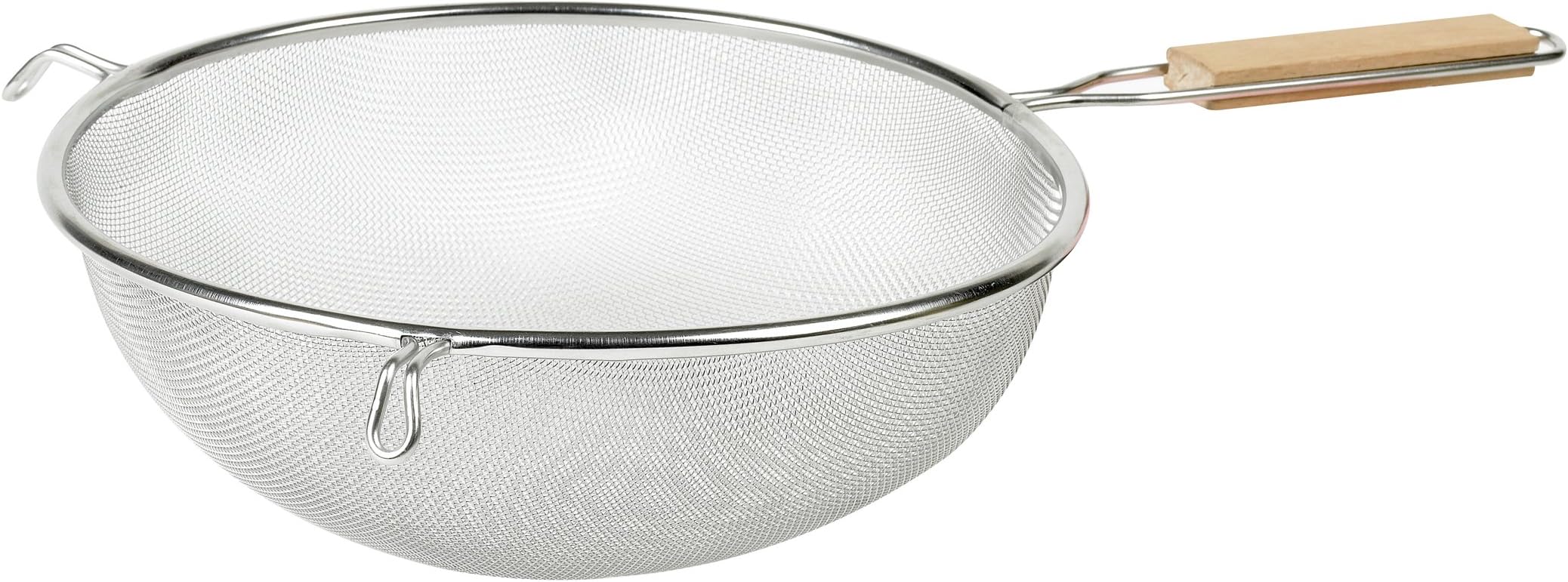 IMU-71195 10" Stainless Steel Strainer with Wood Handle