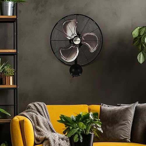 Miniatura 3 de Hurricane Ventilador de Pared de Metal Oscilante Pro de Alta Velocidad con 3 Velocidades, Negro, 16" - Unidad de Enfriamiento de Aire Eléctrica con