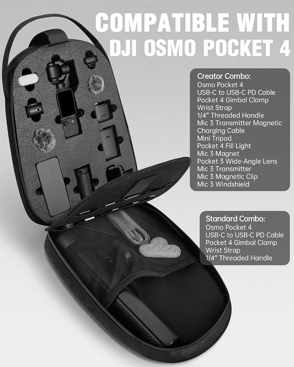PEKREWS OSMO Pocket 4 Case, for DJI Pocket 4 Creator Combo/Standard Combo