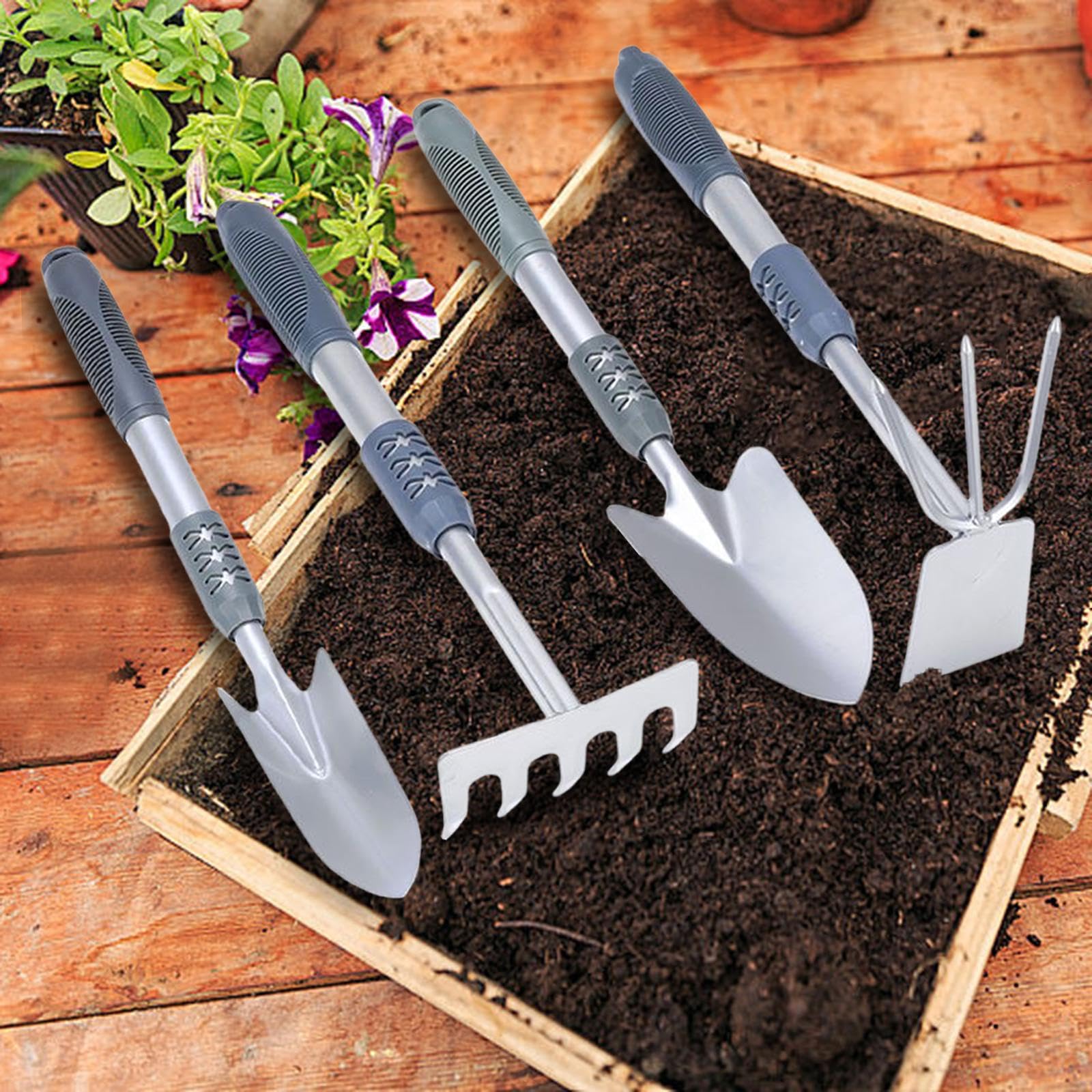 Attrezzi da giardinaggio Attrezzi da giardino Manico ergonomico Cazzuola da giardinaggio leggera Attrezzi manuali for piantare diserbo Scavare prato, 3 pezzi/784/1033 (Color : 4pcs)