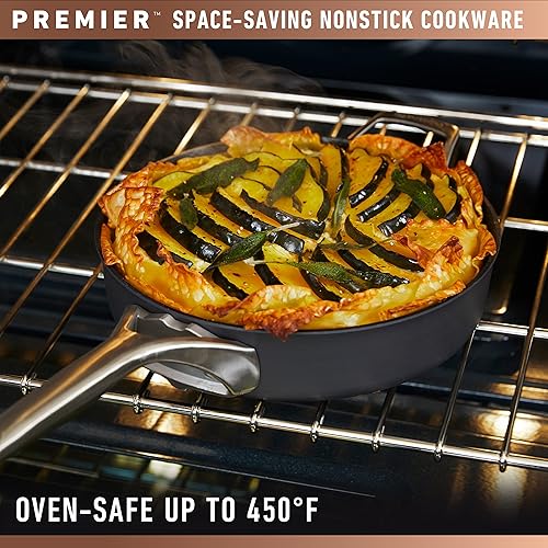 Miniatura 6 de Calphalon Premier - Juego de utensilios de cocina antiadherentes que ahorran espacio, 8 piezas, apilables, aluminio anodizado duro