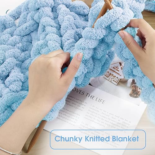 Vista 96 de HOMBYS Hilo de felpilla grueso y voluminoso para tejer a mano, hilo grueso y esponjoso para tejer a mano, hilo de felpa suave, paquete de 8