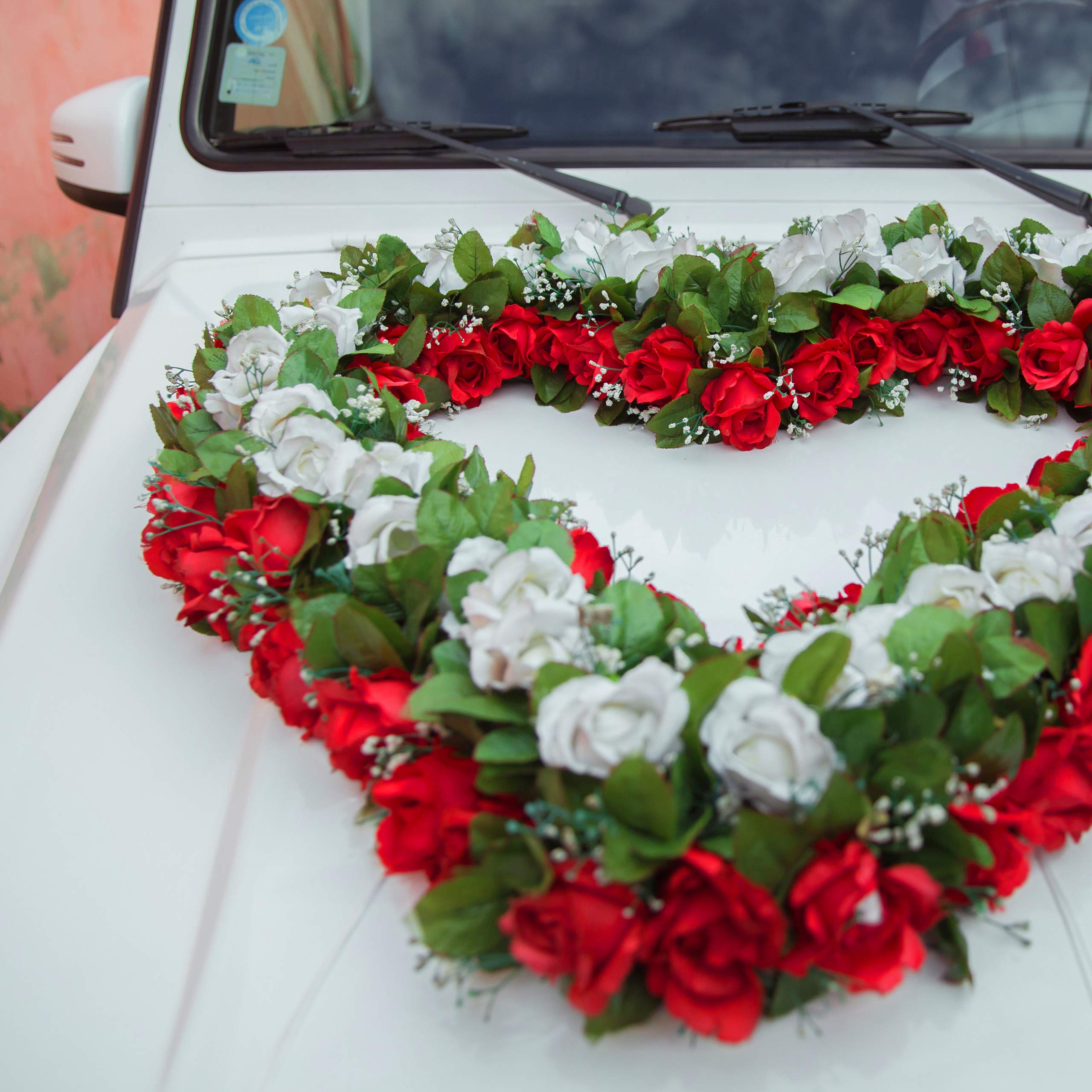 Relaxdays Künstliche Rosen, 288 Stück Künstliche Blumen mit Stiel und Blättern, Geschenk, Hochzeit, Höhe 26 cm, Rot