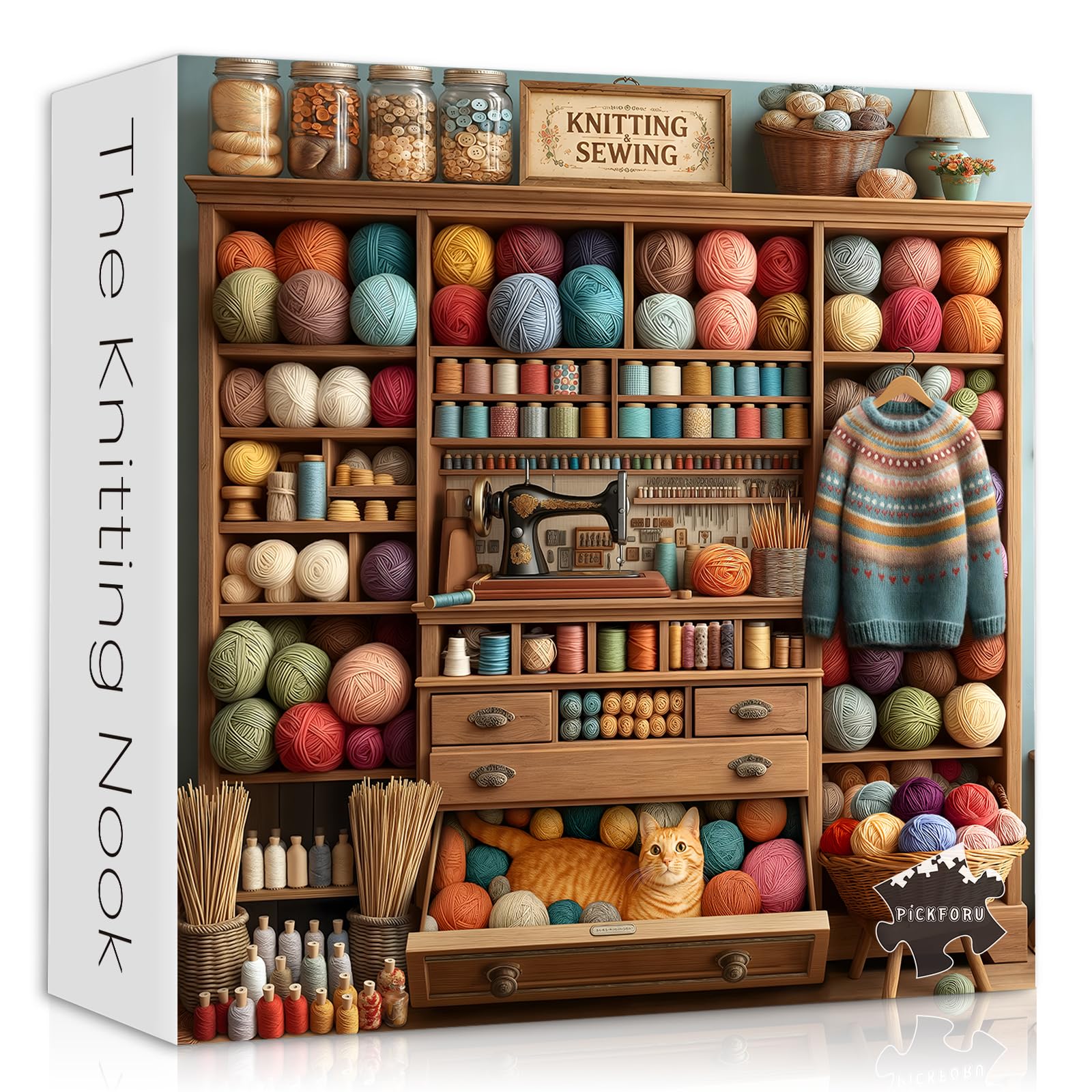 The Knitting Nook Jigsaw Puzzle, Vintage Sewing Room Puzzle 1000 Pieces