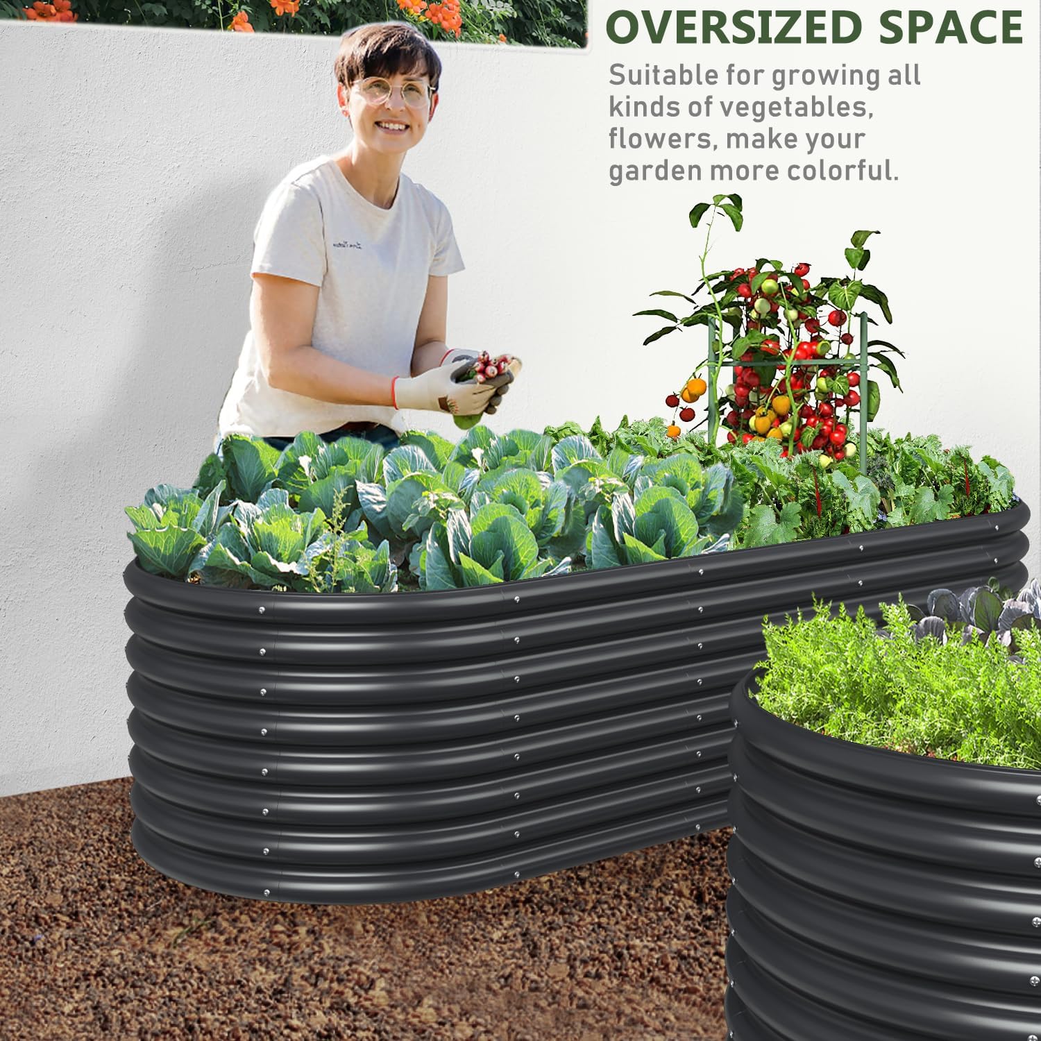 FRIZIONE 8FT(L)×3FT(W)×2FT(H) Raised Garden Bed Outdoor,Raised Garden Beds for Flower, Raised Planter Box Outdoor for Herb, Vegetable-Gray