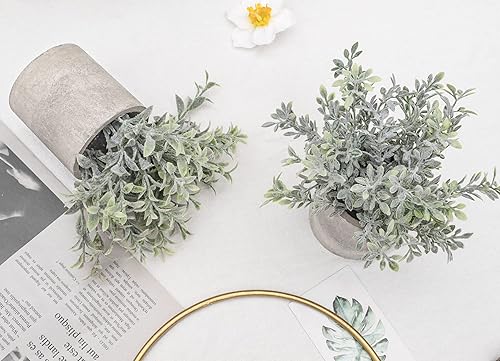 Miniatura 4 de Der Rose 6 mini plantas falsas artificiales en maceta, plantas de escritorio para el hogar, oficina, granja, baño, decoración de dormitorio