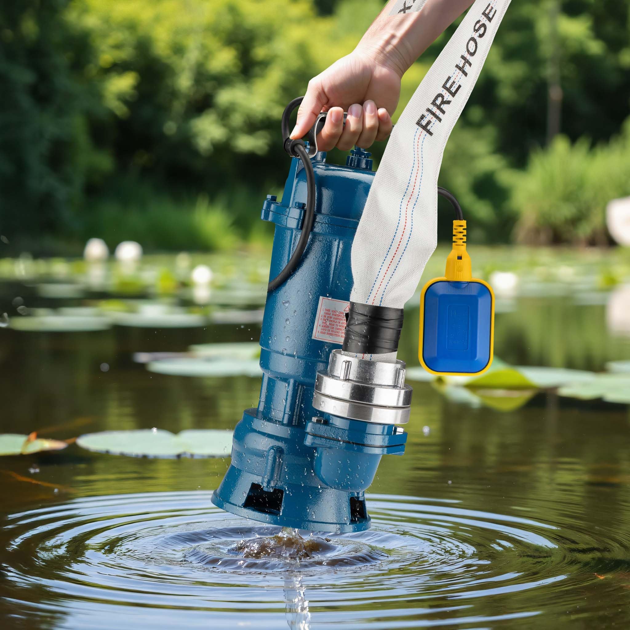 Wiltec Bomba de aguas residuales 1500W 36000l/h Altura máx. 10m Manguera 20m