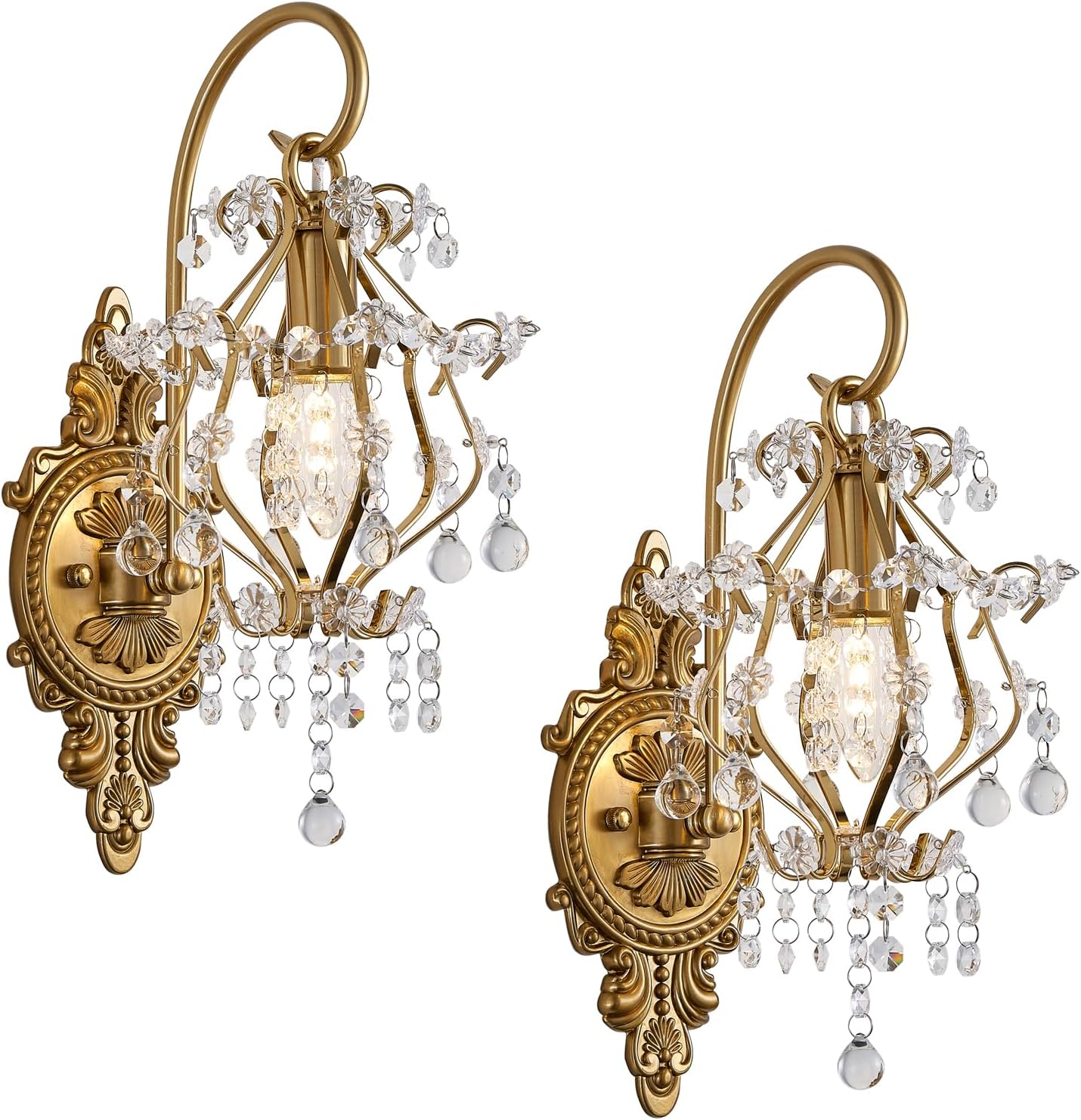 Gold Crystal Medieval European Style Wall Sconce Set