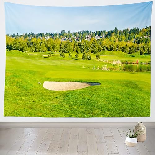 Loccor Tapiz de campo de golf, tapiz de bosque de hierba verde, para colgar en la pared, tapices de césped para hombres, dormitorio, sala de estar, Loccor Tapiz de campo de golf, tapiz de bosque de hierba verde, para colgar en la pared, tapices de césped para hombres, dormitorio, sala de estar,