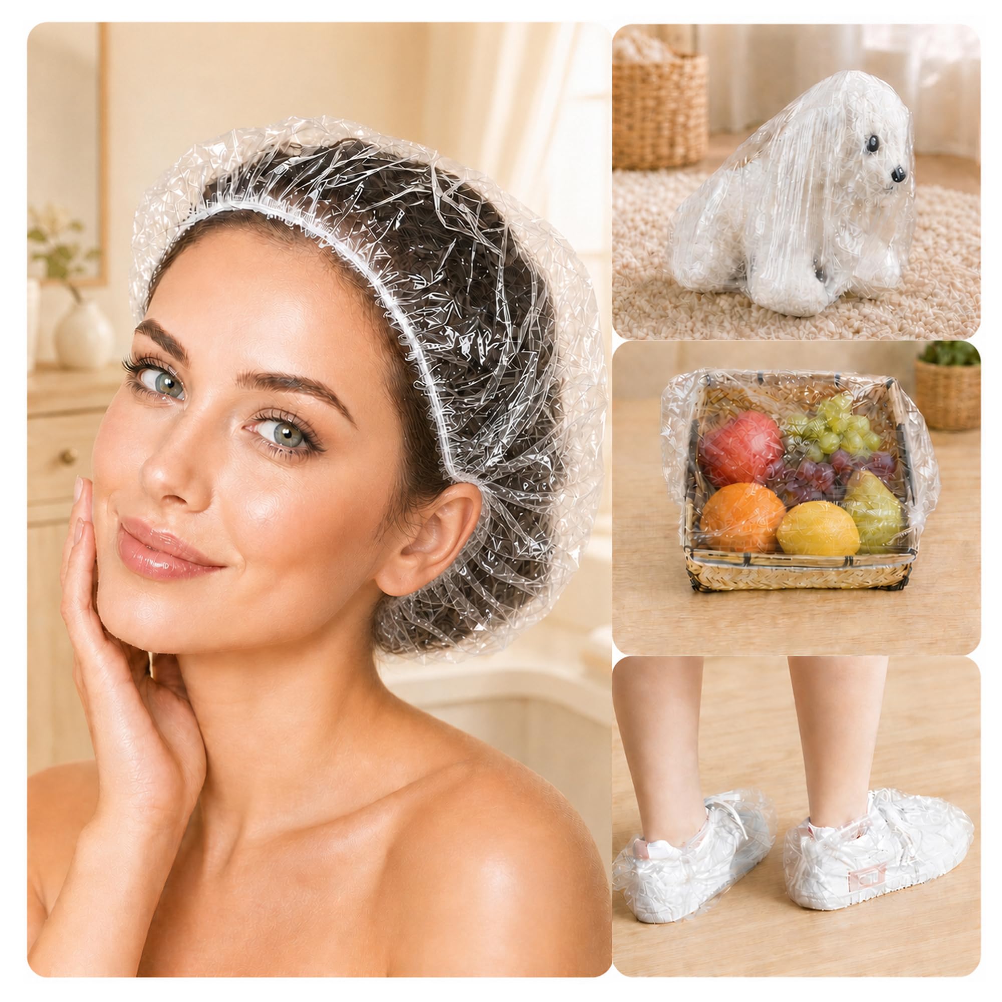 Disposable Shower Caps - 100 Pack, Waterproof -9