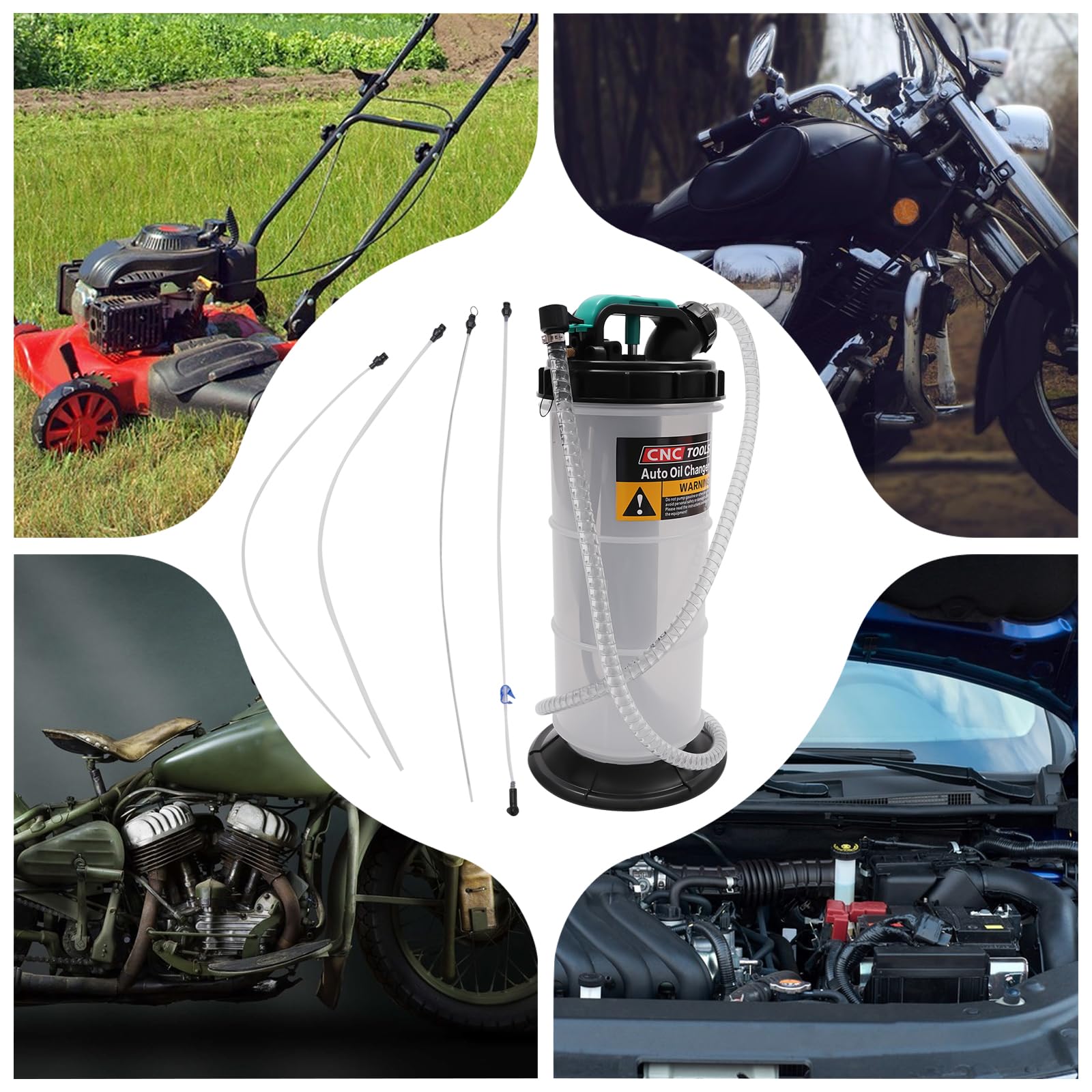Bomba de extracción de aceite de 5,3 L, extractor de líquido manual, cambio de aceite con 4 mangueras, bomba de extracción de líquido para coches, motos, cortacésped, barcos, barcos a motor