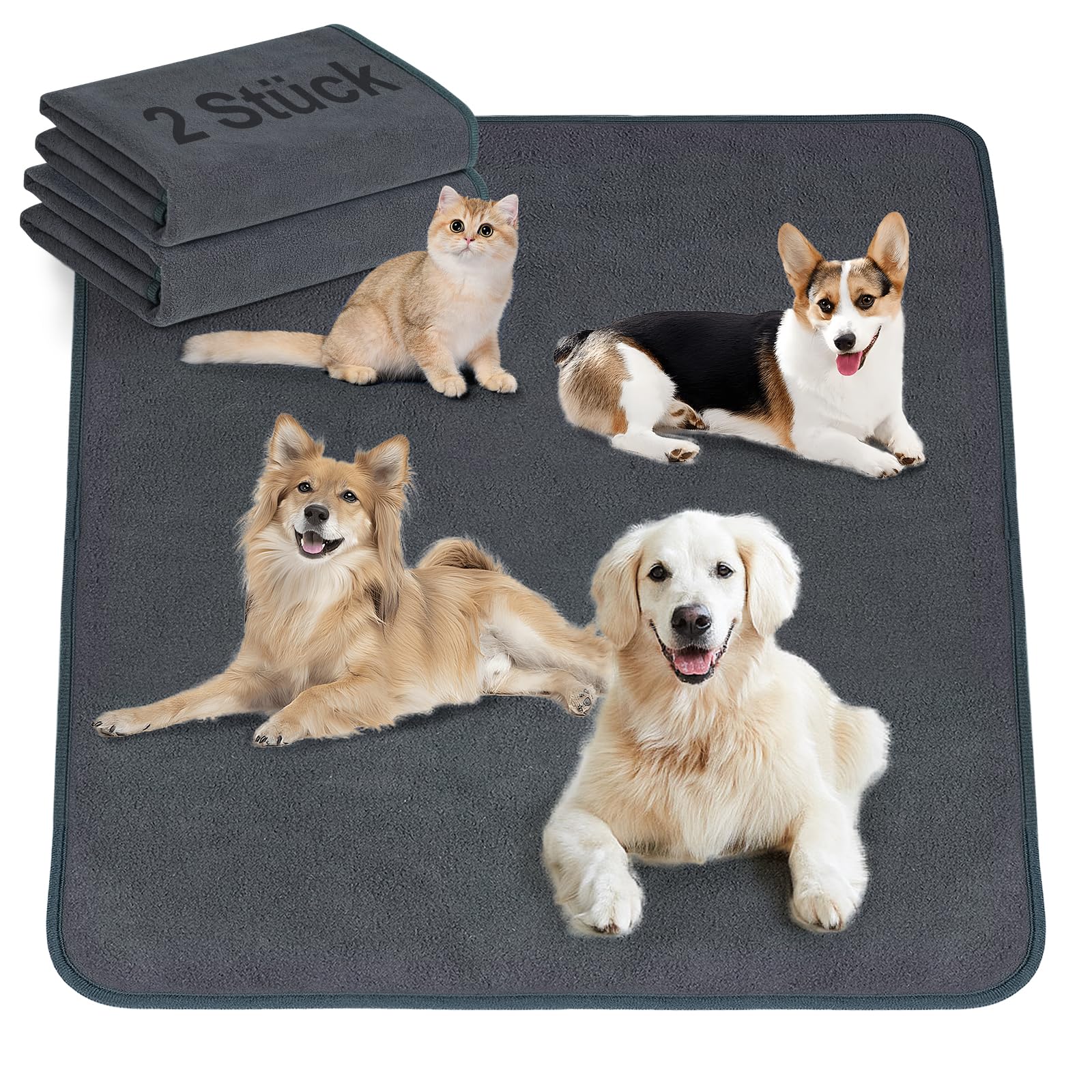 Raxfekro 1 stuk, 70 x 100 cm, herbruikbare puppyonderlegger, incontinentie- onderlegger, wasbaar, puppyonderlegger, snel absorberende Paw Pad voor honden, katten, cavia's