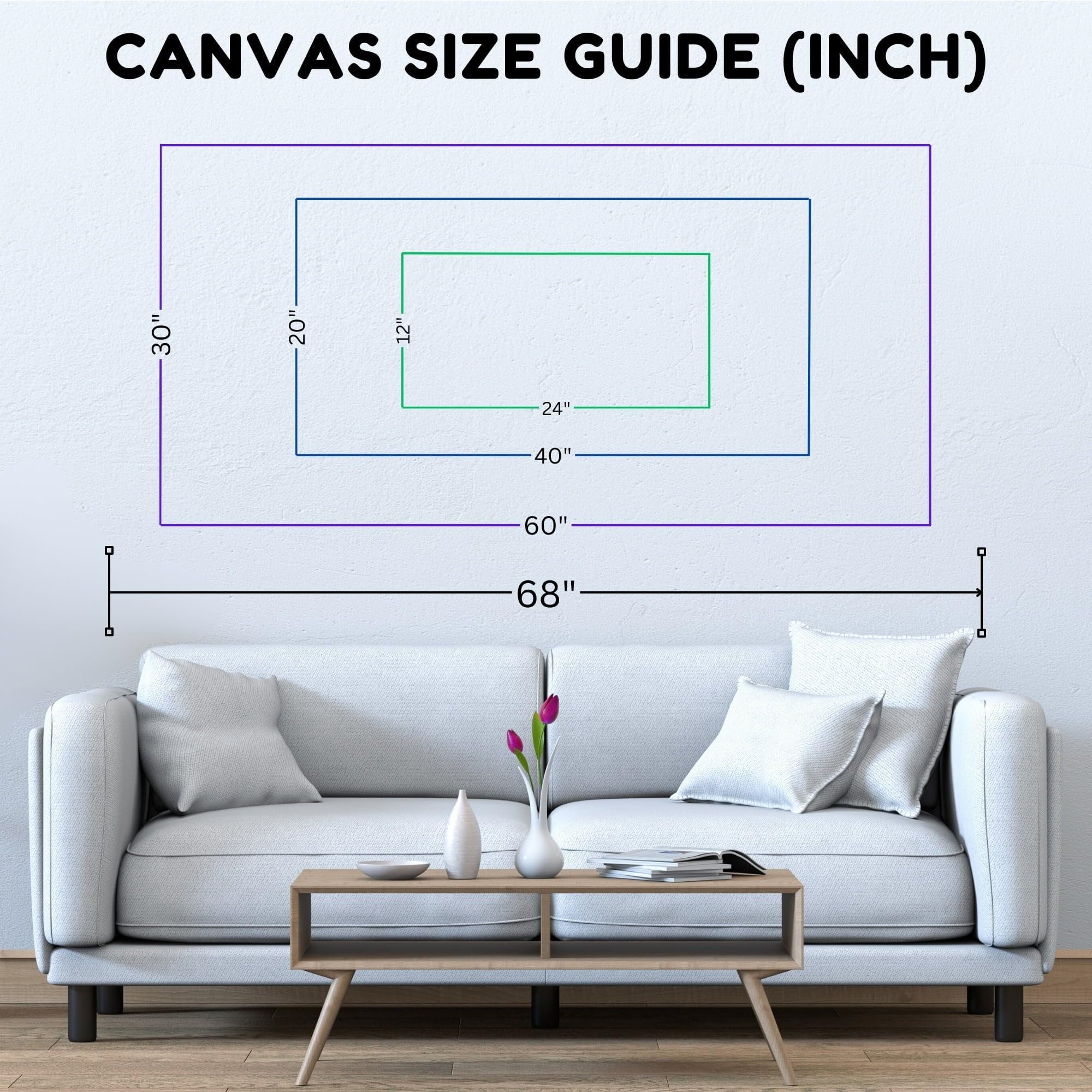 YESARTYES Nature Milky Way Blue Night Sky - Canvas Wall Art Print 40×20 inch (100×50 cm) - Horizontal / 1.25 inch (3 cm)