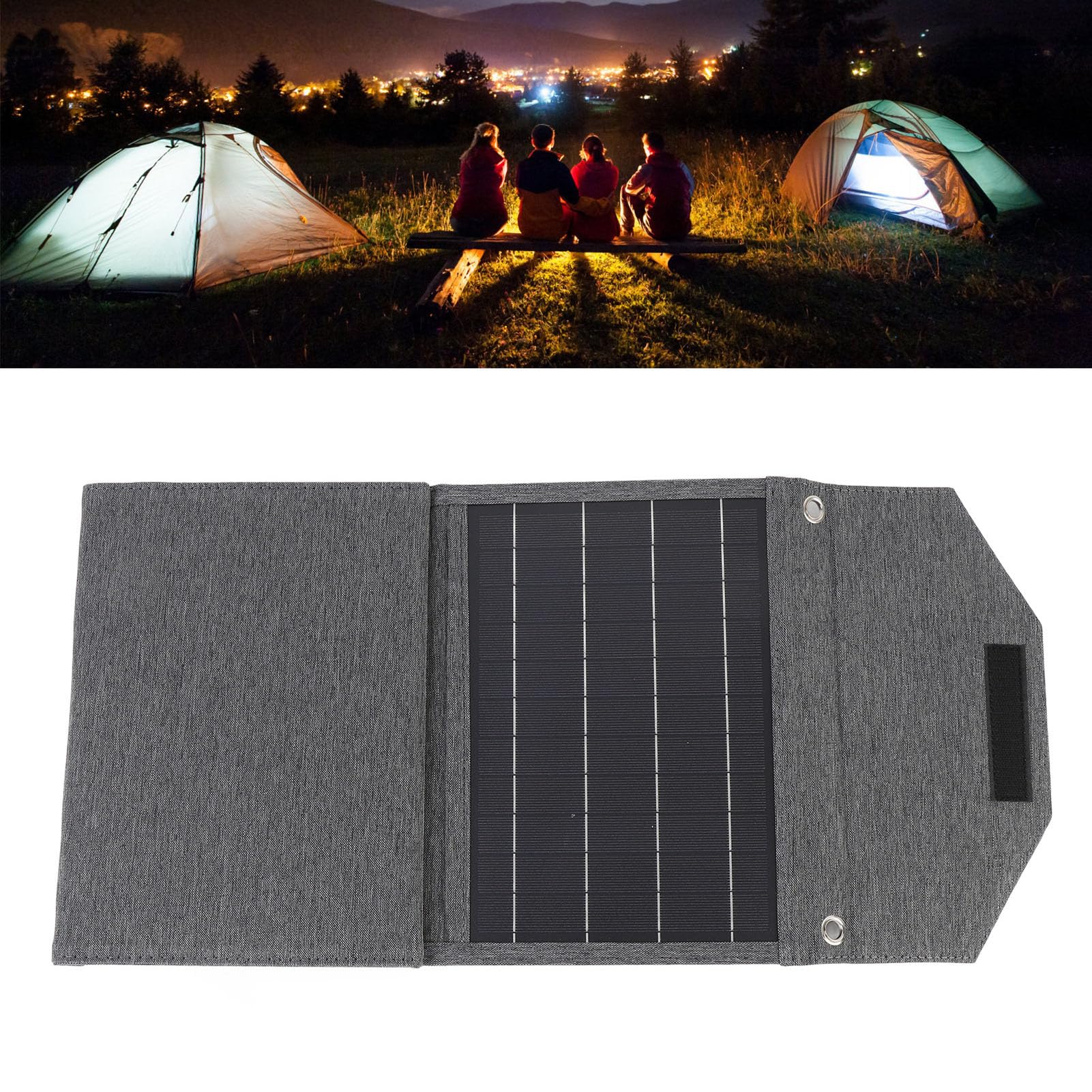 Cryfokt Doppie Uscite USB Caricatore a Pannello Solare Pieghevole da 80 W Portatile Leggero per Escursioni in Silicio Monocristallino per Uso Esterno