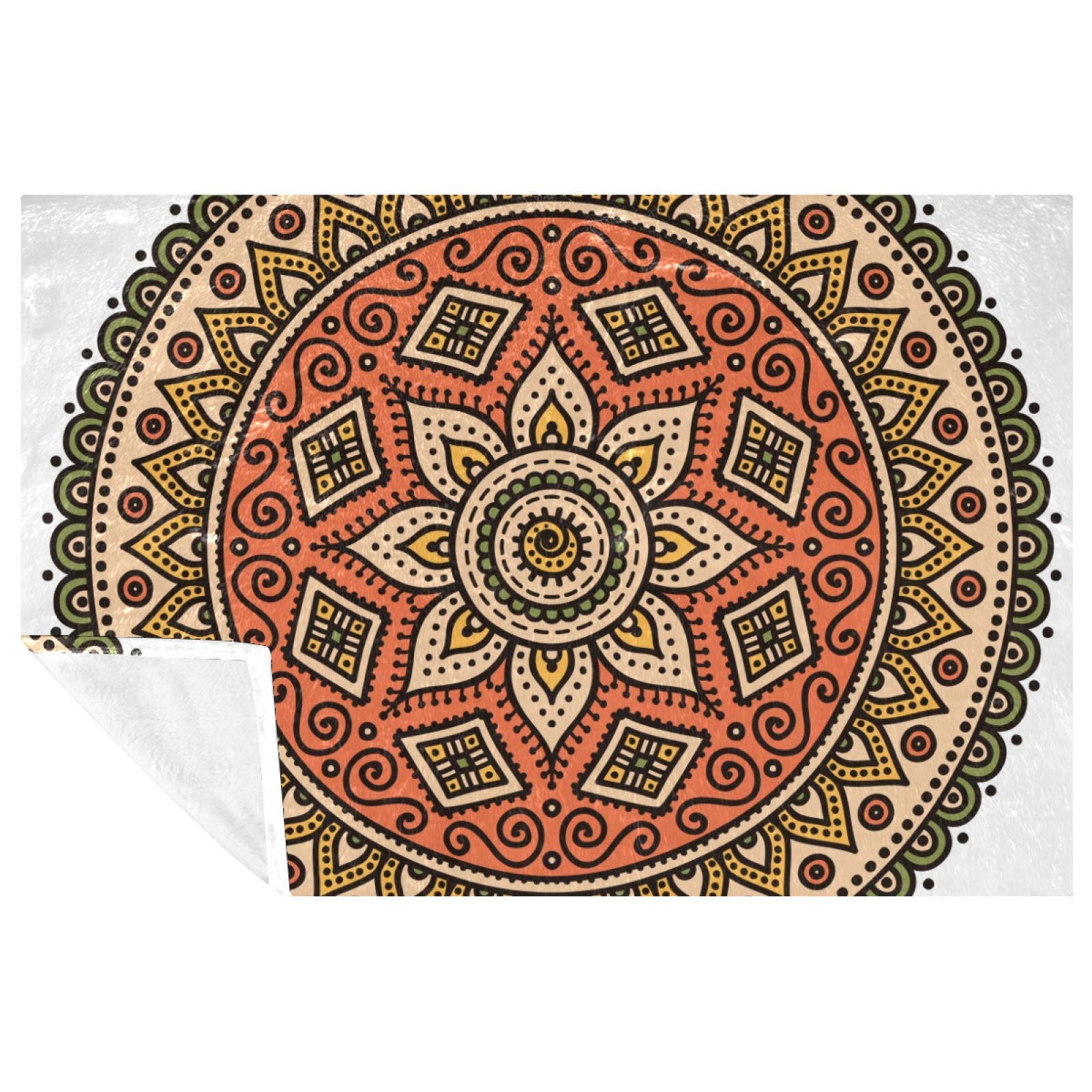 Couverture plaid doux et chaud motif mandala floral pour canapé et lit